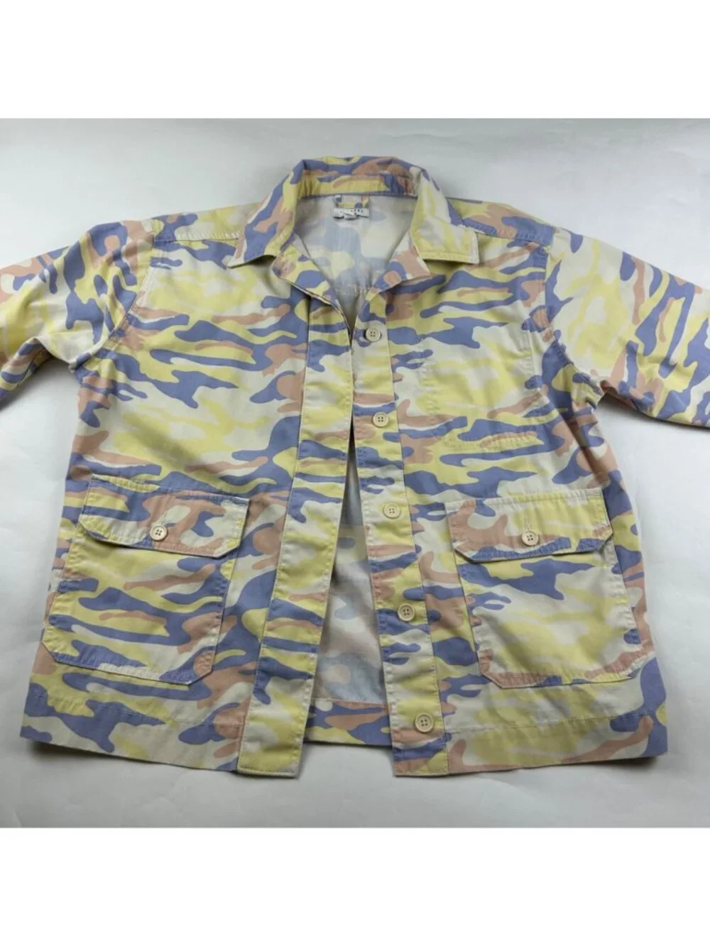 Top Shop Yellow Pastel Camouflage Canvas Field Jacket M 8-10